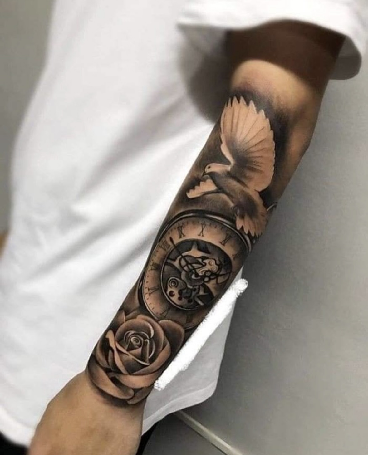 Dove, Clock, Rose